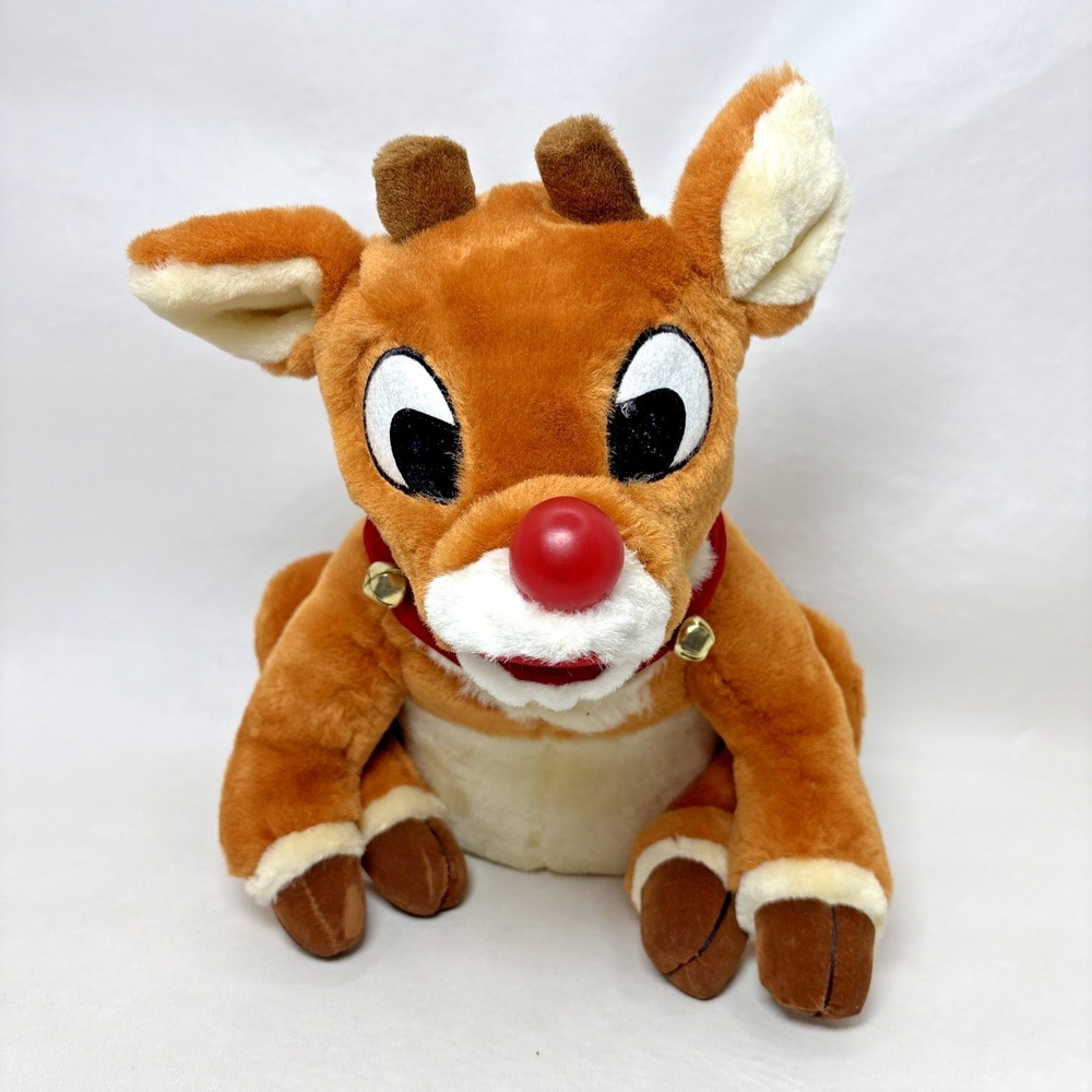 Gemmy Rudolph The Red Nosed Reindeer Singing Christmas Plush Toy Works Vintage‎